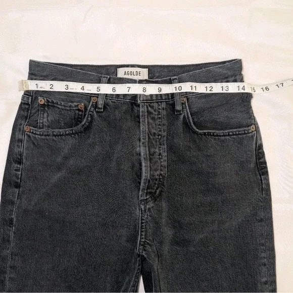 AGOLDE Riley High Rise‎ Straight Crop Jeans Tag Size 26  Black Distressed - Picture 4 of 9